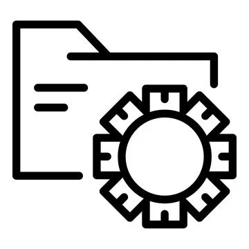 Gear folder icon outline vector. Cms web design Stock Illustration