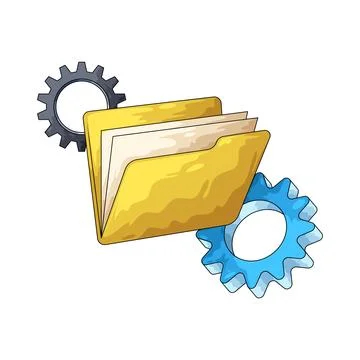 Gear with Folder illustration 스톡 일러스트