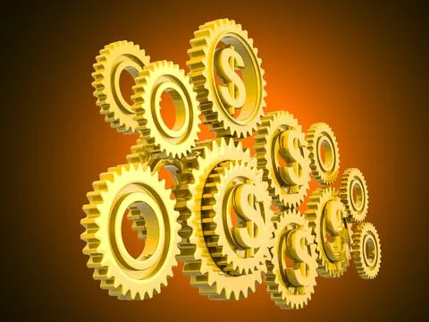 Gear with global currency Stock Illustration