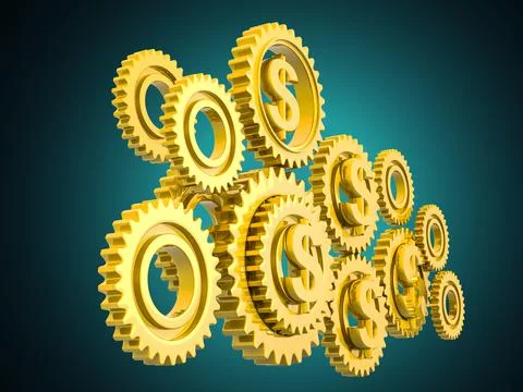 Gear with global currency Stock Illustration