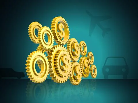 Gear with global currency Stock Illustration