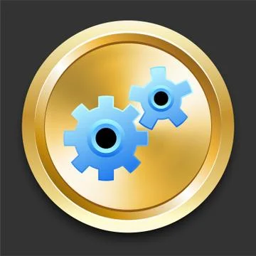 Gear on Golden Internet Button Stock Illustration