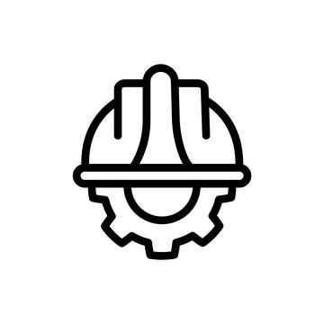 Gear halmet labor icon vector design. Editable stroke. Stock Illustration