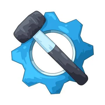 Gear with Hammer illustration 스톡 일러스트