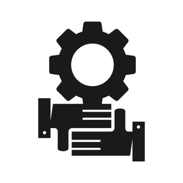Gear Hand Agreement Commitment Teamwork Together Black Logo 스톡 일러스트
