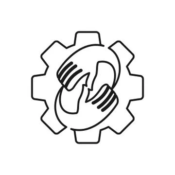 Gear Hand Commitment Teamwork Together Outline Logo Stock Illustration