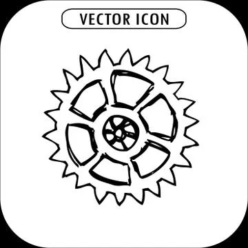 Gear hand drawn icon Stock Illustration