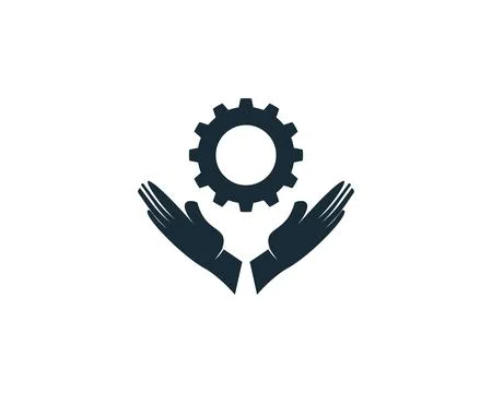 Gear Hand Icon Vector Logo Template Illustration Design Stock Illustration
