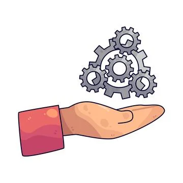 Gear with Hand illustration 스톡 일러스트