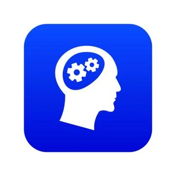 Gear in head icon digital blue Illustrazione stock