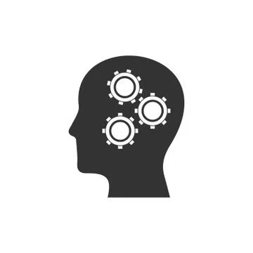 Gear head icon flat Stock Illustration
