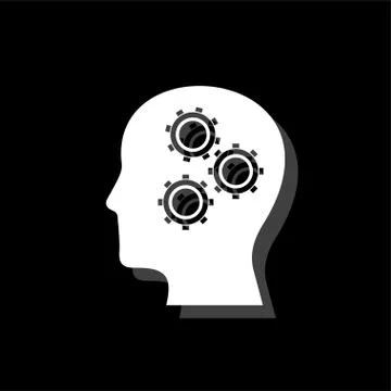 Gear head icon flat Stock Illustration