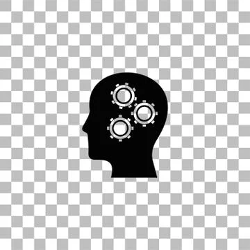 Gear head icon flat Stockillustratie