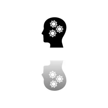 Gear head icon flat Stock Illustration