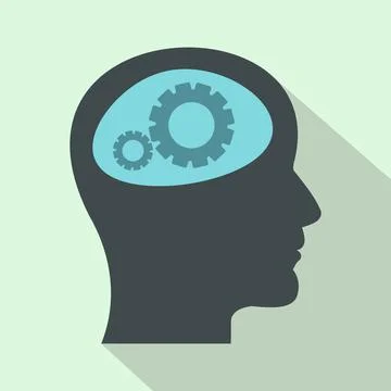 Gear in head icon, flat style Illustrazione stock