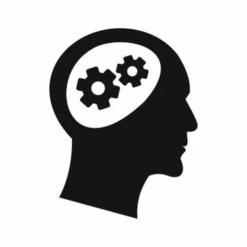 Gear in head icon, simple style Stock Illustration