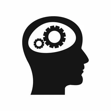 Gear in head icon, simple style 스톡 일러스트