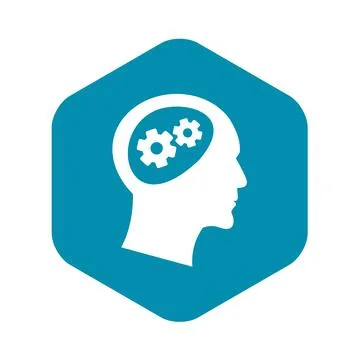 Gear in head icon, simple style 스톡 일러스트
