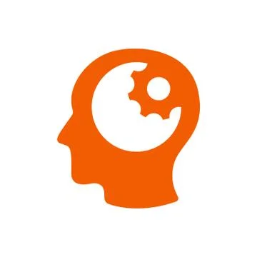 Gear in head icon vector, solid illustration, pictogram isolated on white Stock Illustration