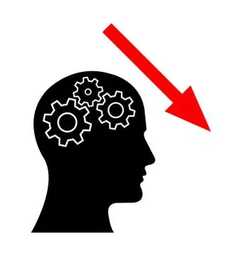 Gear Head Man Profile Thinking about decrease. Stock Illustration