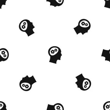 Gear in head pattern seamless black Illustrazione stock