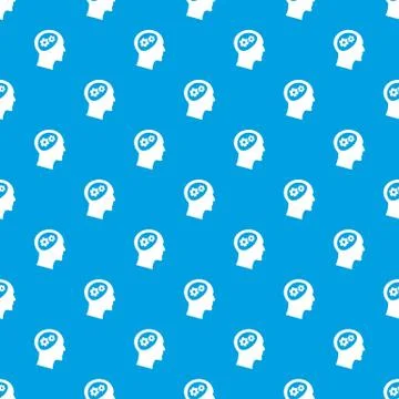 Gear in head pattern seamless blue Stockillustratie