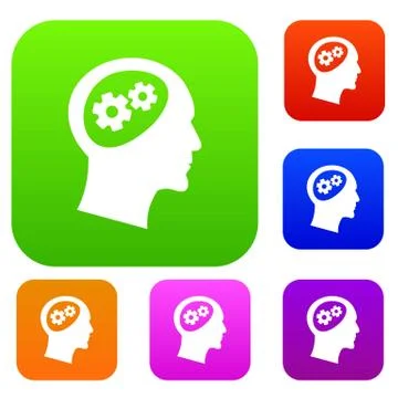 Gear in head set collection Stock Illustration