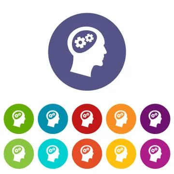 Gear in head set icons Stockillustratie
