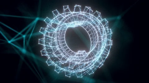 Gear hologram Close up Stock Footage 154838756