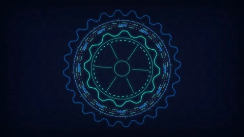 Gear HUD system spinning seamless loop motion background Stock Footage 344972220