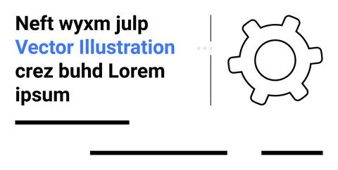 Gear icon accompanied by text, lines, and placeholders. Ideal for web develop Illustrazione stock