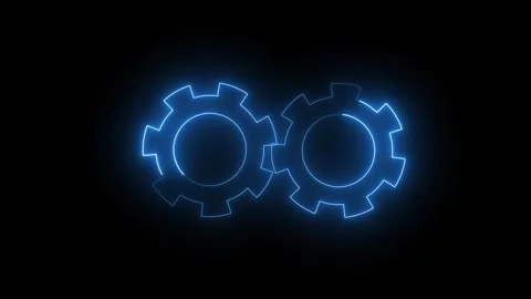 Gear icon animation with blue neon cogs. Gear icon technical industrial pro.. Stock-Footage 337615531