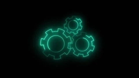 Gear icon animation with three cyan cogs. Gear icon technical industrial pr.. Stock-Footage 337615546