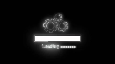 Gear icon animation with white loading bar. Gear icon digital progress and .. Stock Footage 337615566