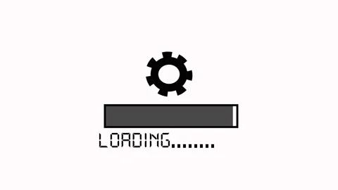 Gear icon animation with white loading bar. Gear icon digital progress and .. Stock Footage 337618950