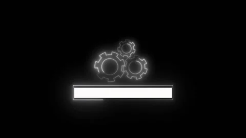 Gear icon animation with white neon loading. Gear icon digital progress bar.. Stock Footage 337615560