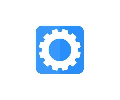 Gear icon app logo design. Customize cog wheel maintenance application. Stock Illustration
