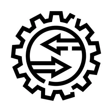 Gear icon with bidirectional arrows for process exchange Stock Illustration