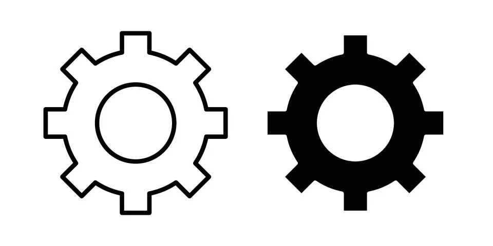 Gear icon black vector isolated on white Stock Illustration