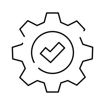 Gear icon with check mark for settings Stock Illustration