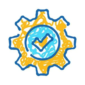 Gear icon with checkmark showing successful process Stock Illustration