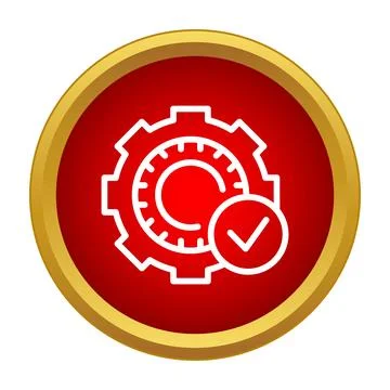 Gear icon with checkmark simplifying settings completion Stock Illustration