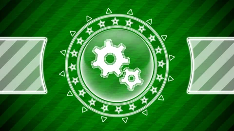 Gear icon in circle shape and green striped background. Illustration. Stock-Footage 130509792