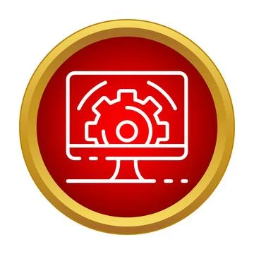 Gear icon on computer screen showing settings concept 库存插图