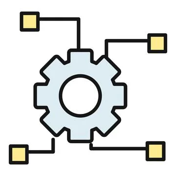 Gear icon connecting to multiple square nodes Stock-Illustration