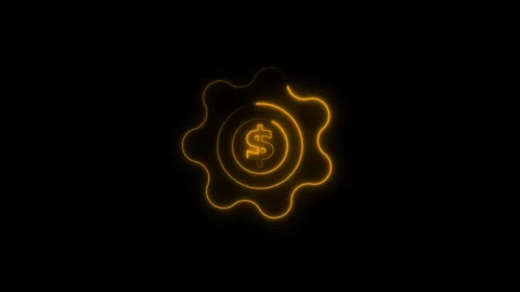 Gear icon with dollar sign animation. neon sign Money,profit,investment, ec.. Stock Footage 293486321