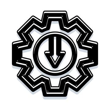 Gear icon with down arrow indicating decrease process Stock Illustration