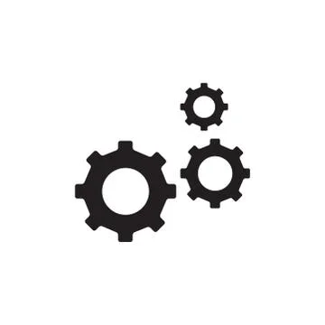 Gear Icon In Flat Style Vector For App, UI, Websites. Black Icon Vector Illus Stock Illustration