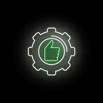 Gear icon with glowing thumbs up for optimization Stockillustratie