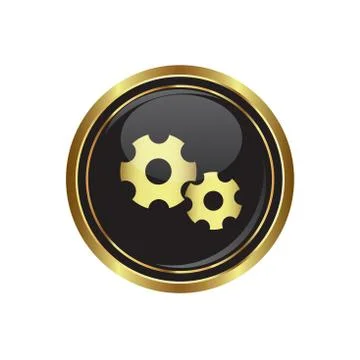 Gear icon gold Stock Illustration